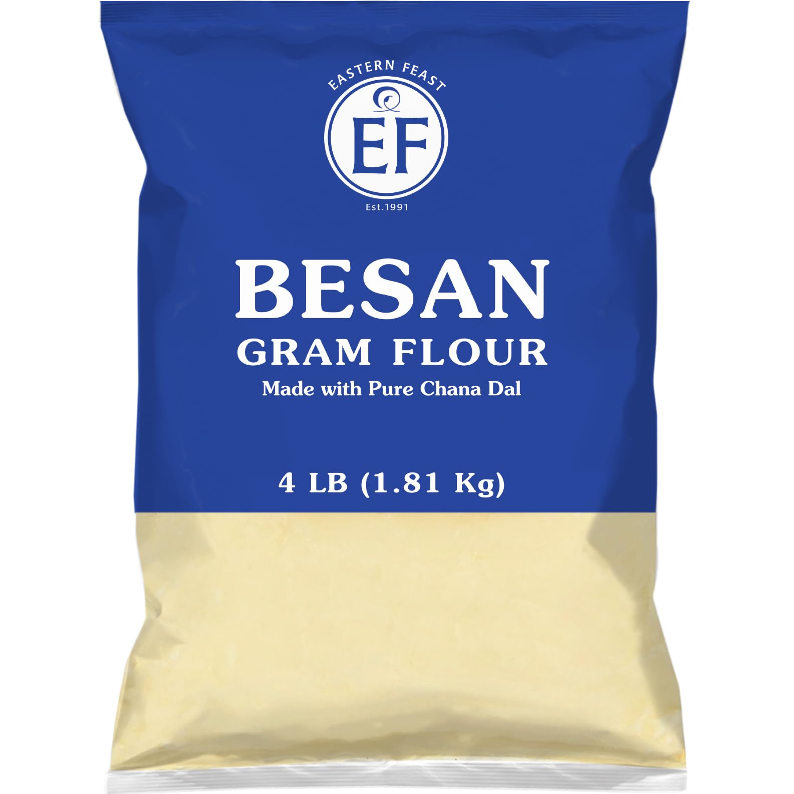 Eastern Feast front packaging showing 4 lb bag and clear label, assures pantry-ready supply