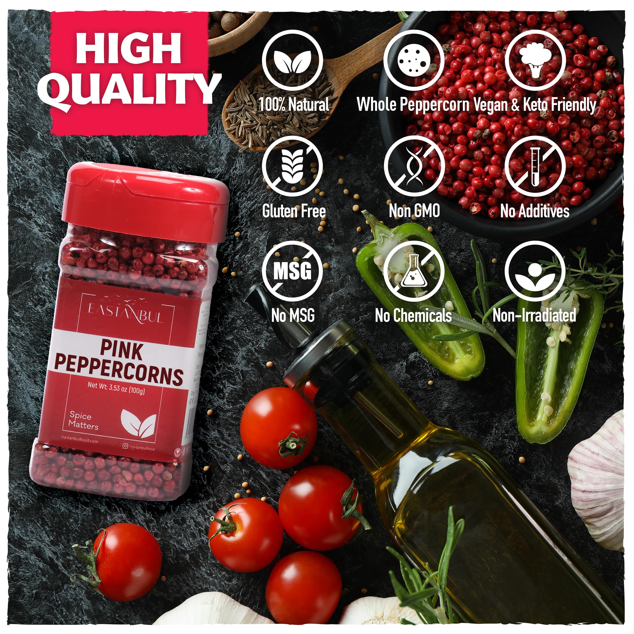 Eastanbul finely ground pink peppercorns powder for smooth seasoning