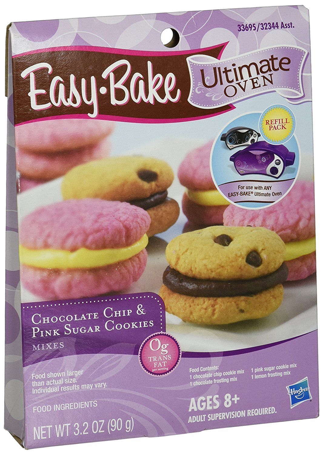 Easy Bake front packaging showing cookie and frosting images, showcases easy recipe variety