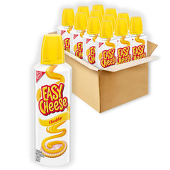 EASY CHEESE front packaging showing 12 cans and brand visibility for convenient storage