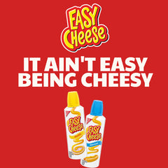 EASY CHEESE sprayed onto a cracker showing quick snack preparation and fun textures