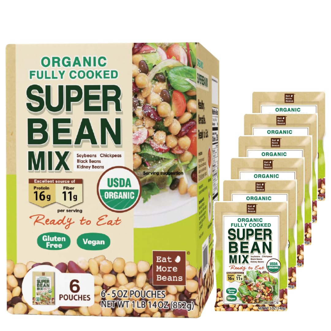 Eat More Beans front pouch showing organic branding and convenience