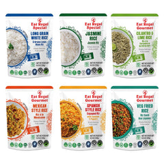 Eat Regal jasmine rice close-up texture highlighting fluffy grains and aromatic appeal