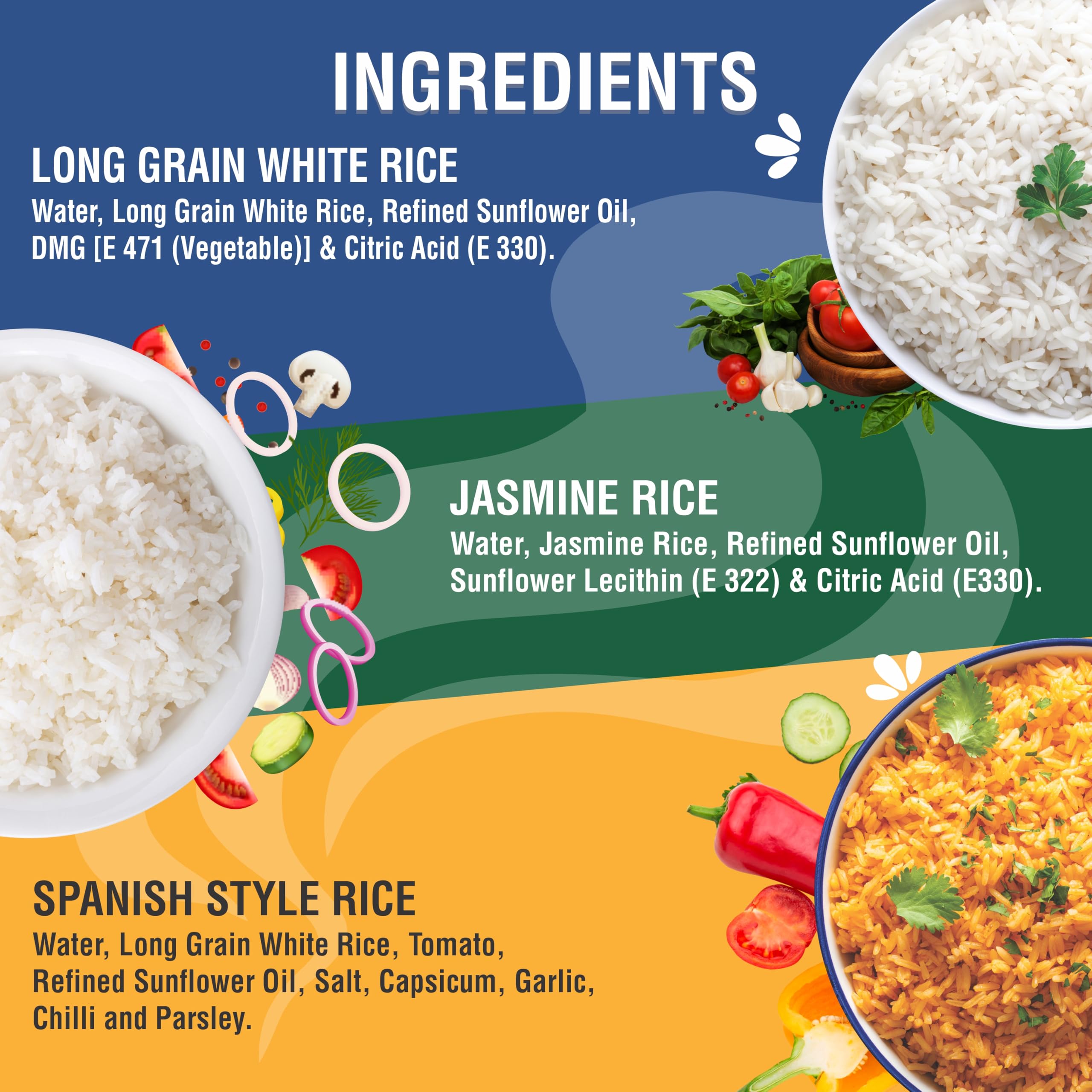 Eat Regal veg fried rice in skillet tossed with vegetables demonstrating ready-to-eat ease