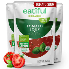 EATIFUL front packaging showing organic tomato soup benefits