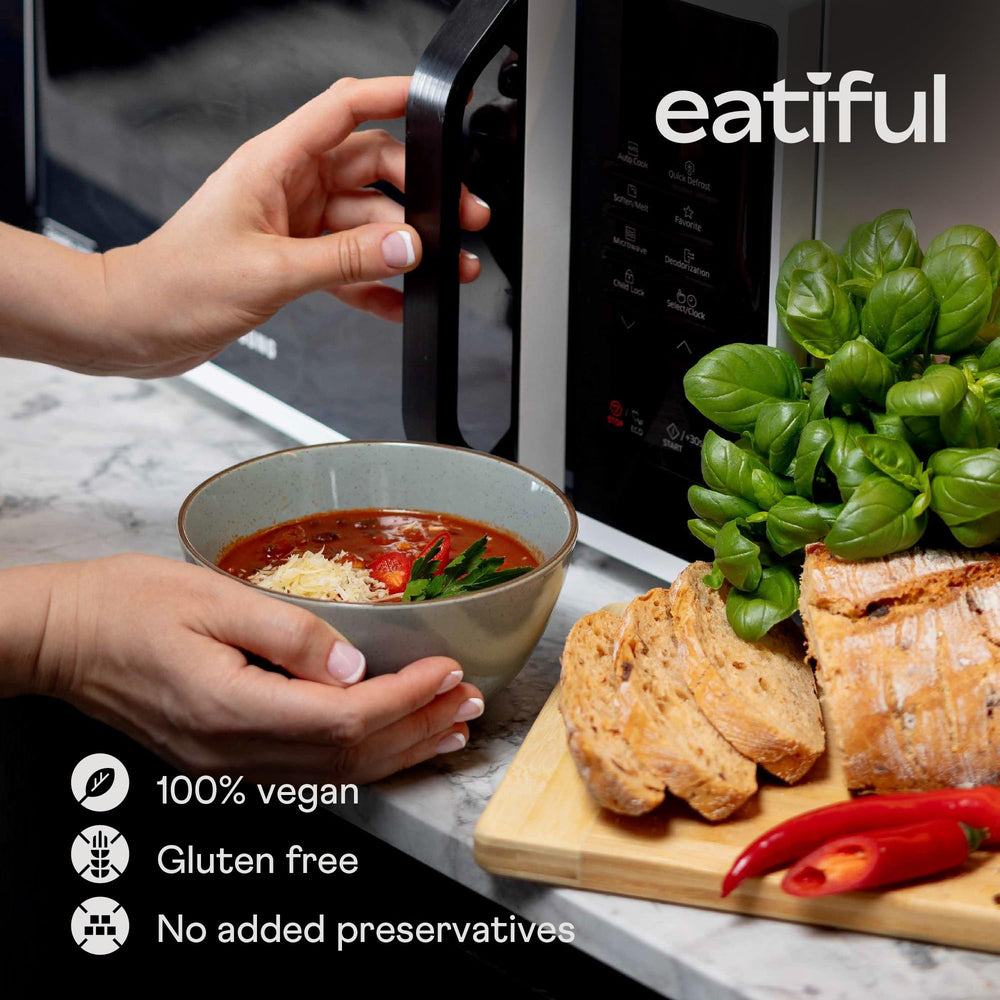 EATIFUL product label highlighting organic ingredients and non-GMO benefit