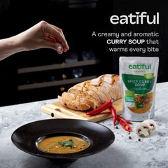 EATIFUL open pouch revealing creamy soup texture and rich color