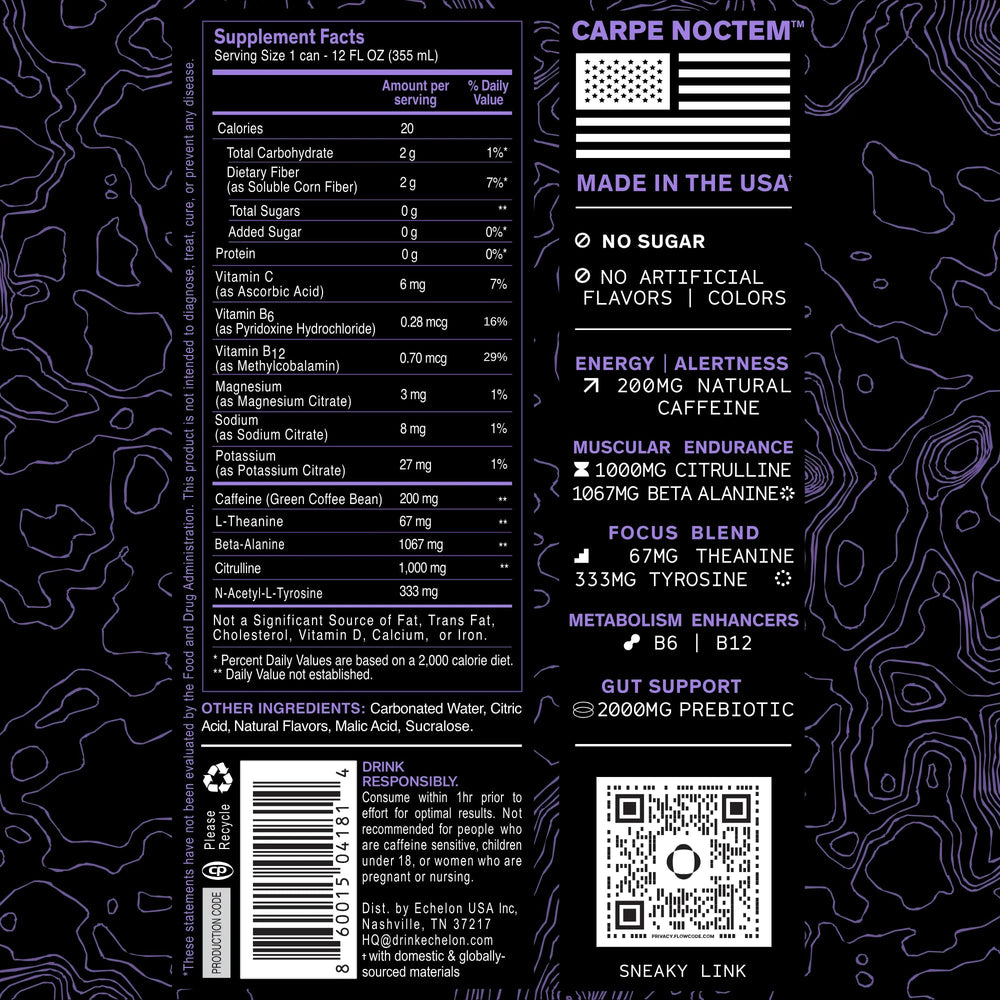 Echelon close-up label focusing on ingredients and clean formulation