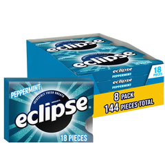 eclipse front packaging showing eight 18-piece packs and clear branding for convenience
