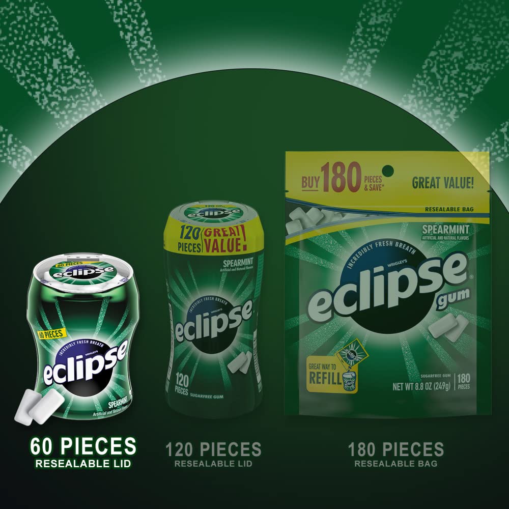 eclipse spearmint bottle top with resealable lid illustrating portability benefit