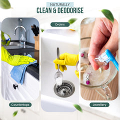 Eco-Lux Essentials paste applied to stubborn pan for eco cleaning