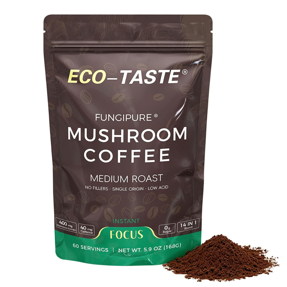 ECO-TASTE front packaging showing product name and 60 servings benefit