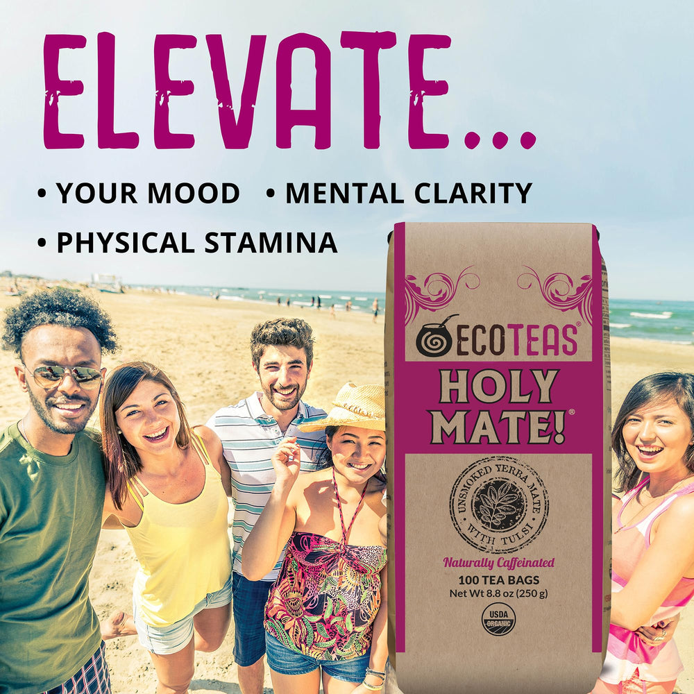 ECOTEAS pitcher of iced Holy Mate! tea refreshing and crisp