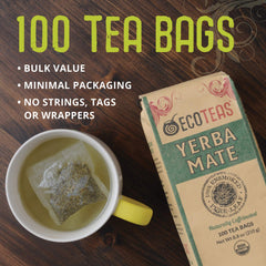 ECOTEAS close-up of unsmoked yerba mate leaves highlighting clean texture