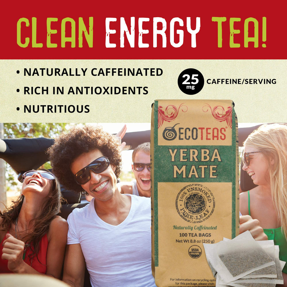 ECOTEAS tea bags held in hand to show count and travel-friendly convenience