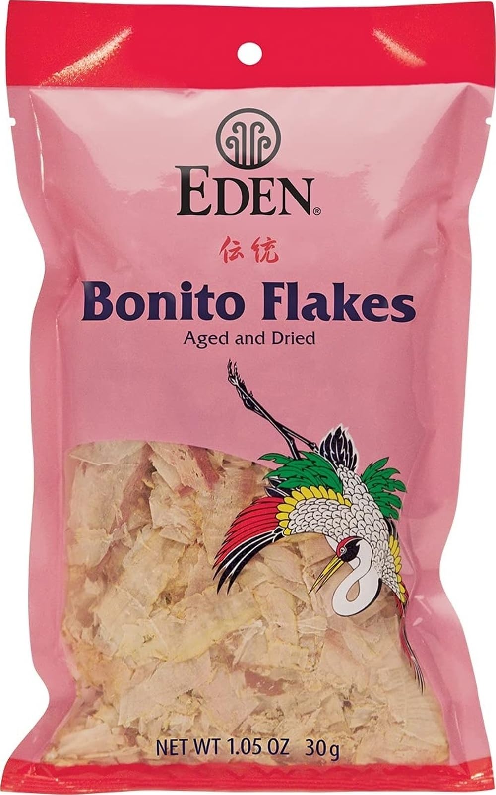 CREATION AND MAINTENANCE OF PURITY IN FOOD front packaging showing Eden bonito flakes benefits