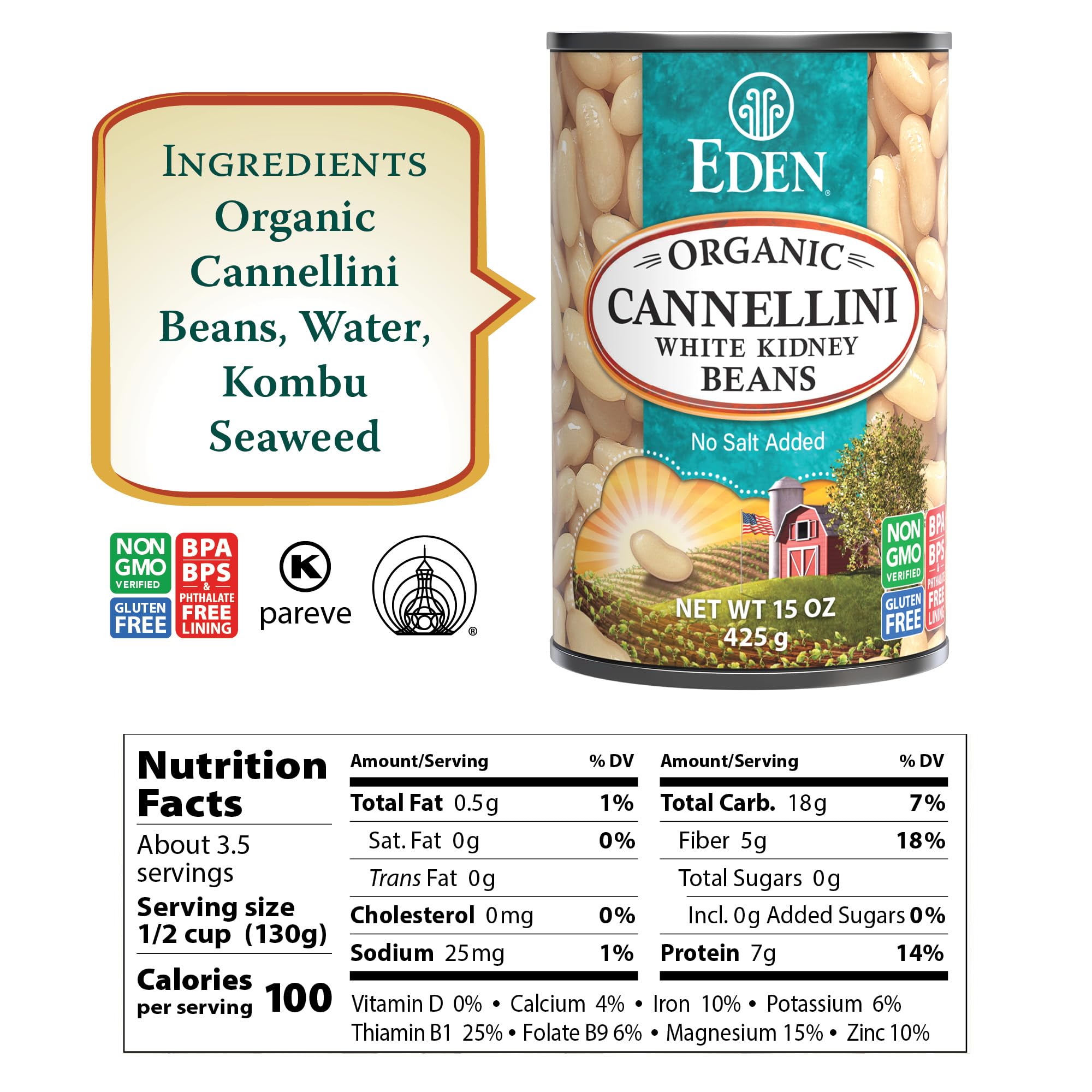 close-up of Eden Cannellini beans texture demonstrating creamy interior