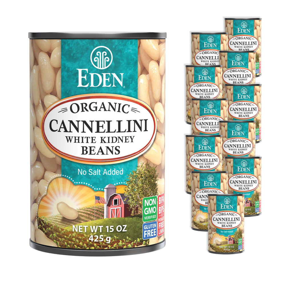 Eden Cannellini front packaging showing organic label and no-salt benefit