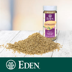 Eden Foods gomasio sprinkled on steamed rice adds umami and crunch