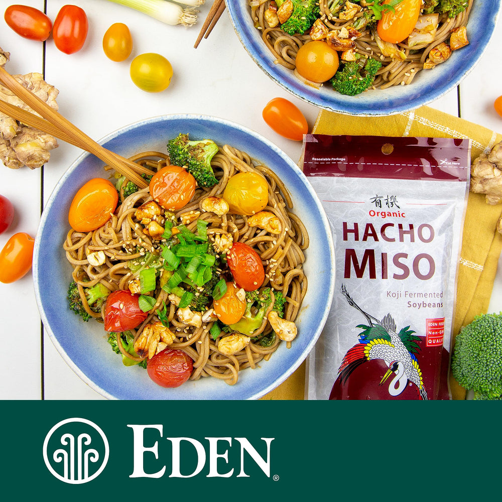 Eden Organic label close-up noting three-year aging and authenticity