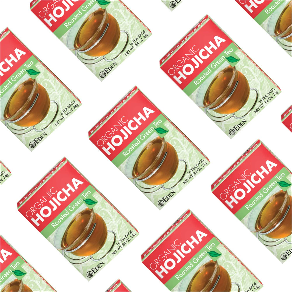 Eden Hojicha three-pack box stack demonstrating value and shelf-ready storage benefit