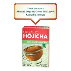 Eden Hojicha unbleached manila tea bag close-up highlighting natural packaging benefit