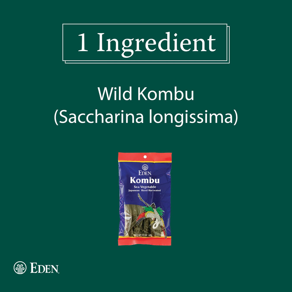 Eden kombu close-up of long strips highlighting natural texture and culinary versatility