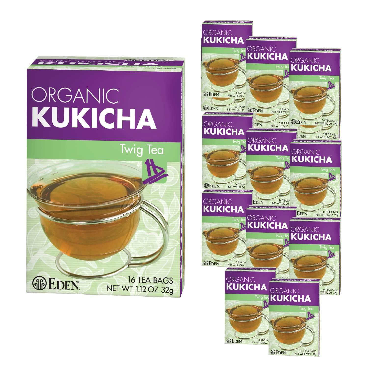 Eden Kukicha front packaging showing organic label and box benefits