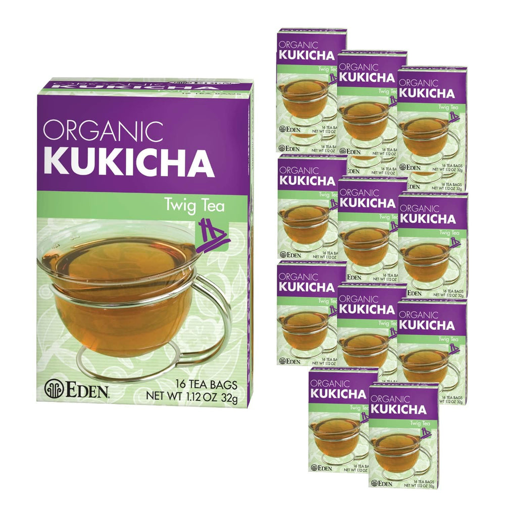 Eden Kukicha front packaging showing organic label and box benefits