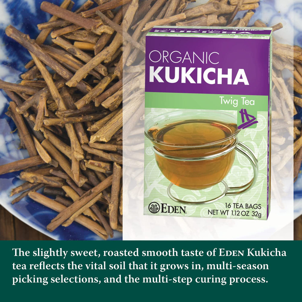 Eden Kukicha roasted tea stems texture highlighting nutty roasted aroma