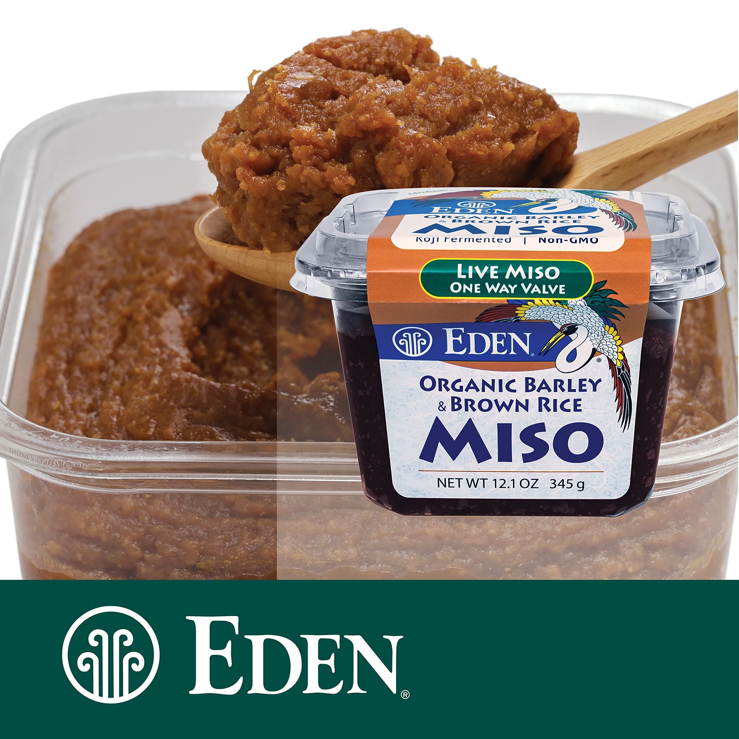 Eden Organic grains and soybeans close-up showing natural ingredients and depth