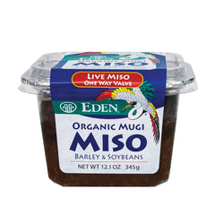 Eden Organic miso front packaging showing organic label and light color benefit