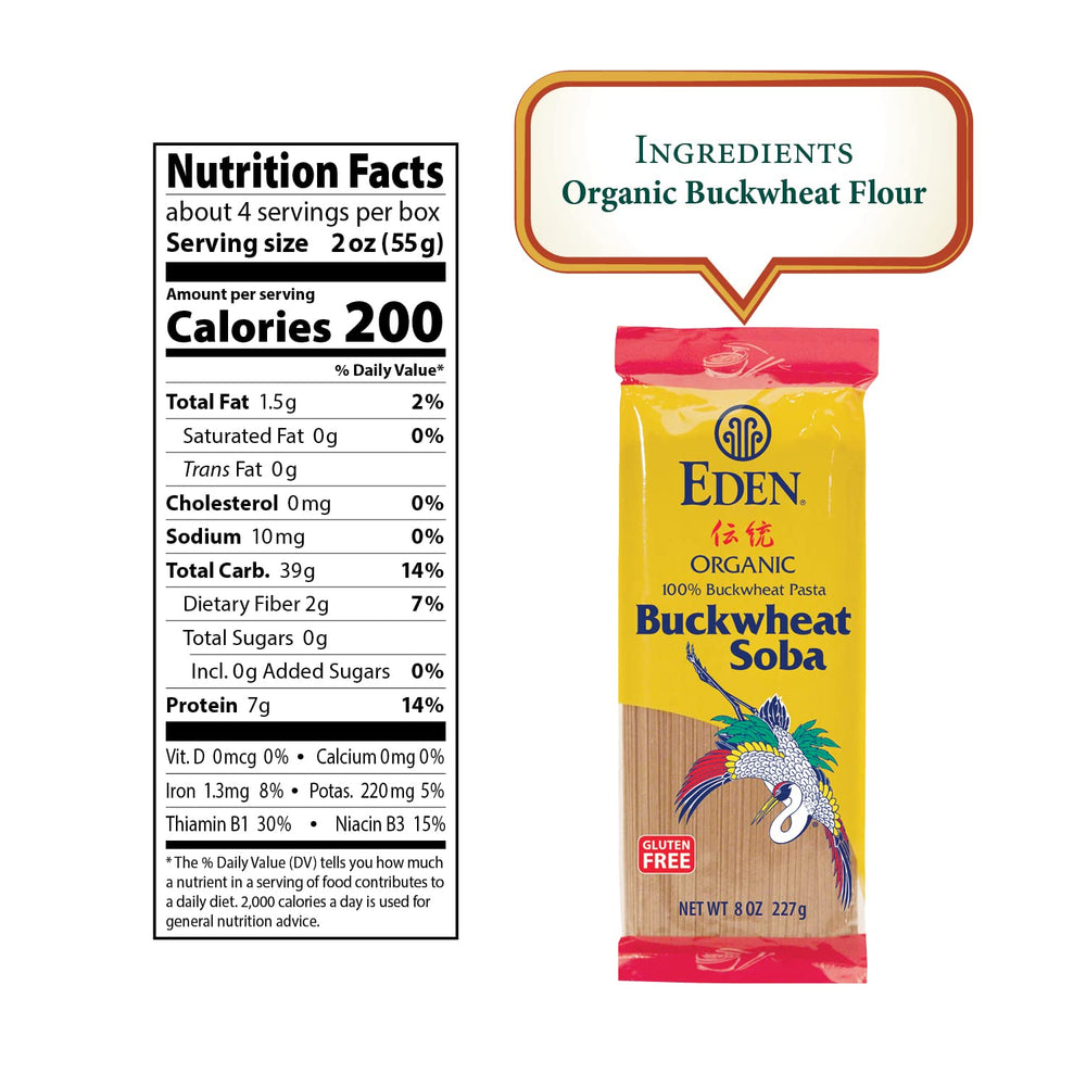 Eden nutrition label detail on package, brand transparency and ingredient clarity