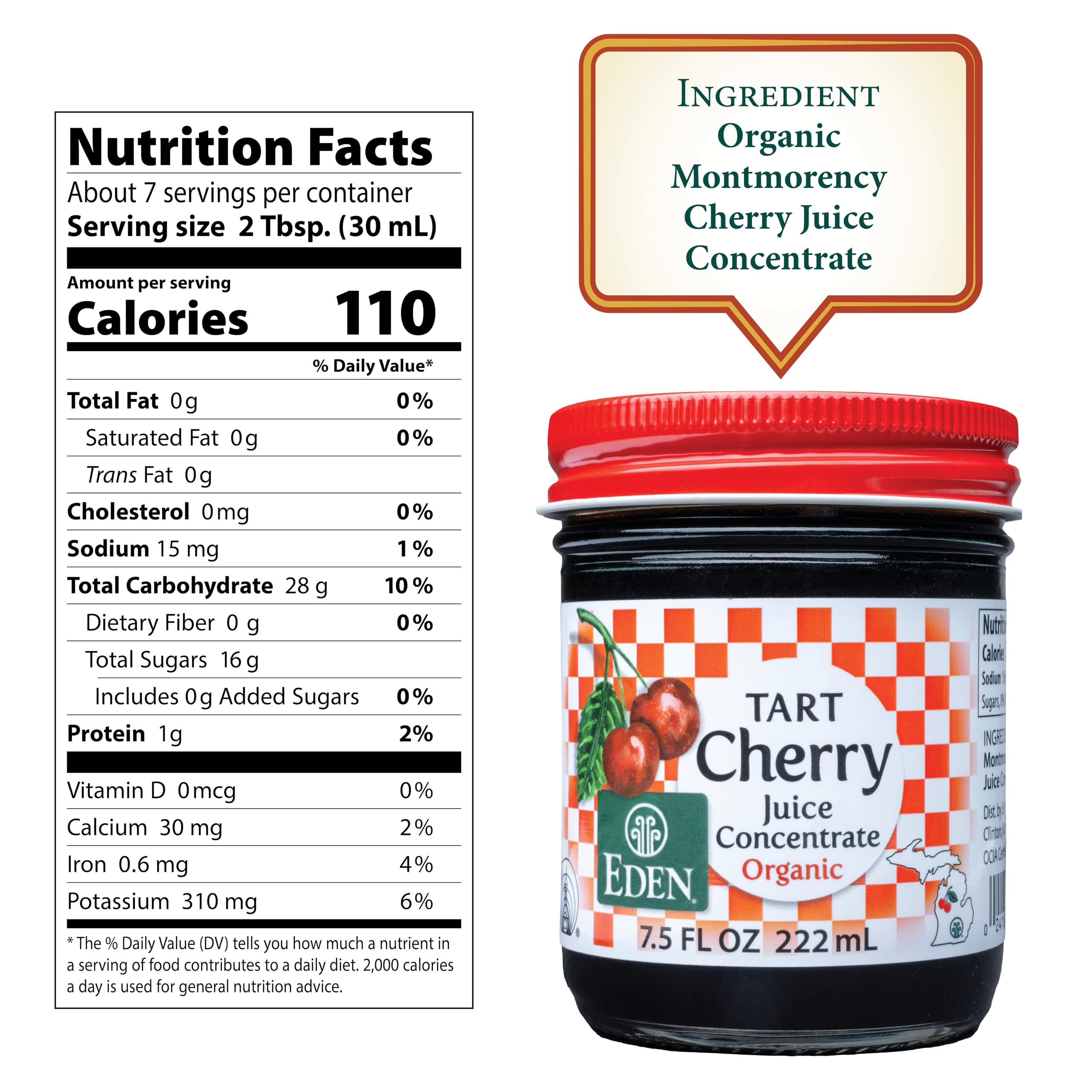 Eden Organic close-up of tart cherry syrup drip highlighting thick texture and flavor
