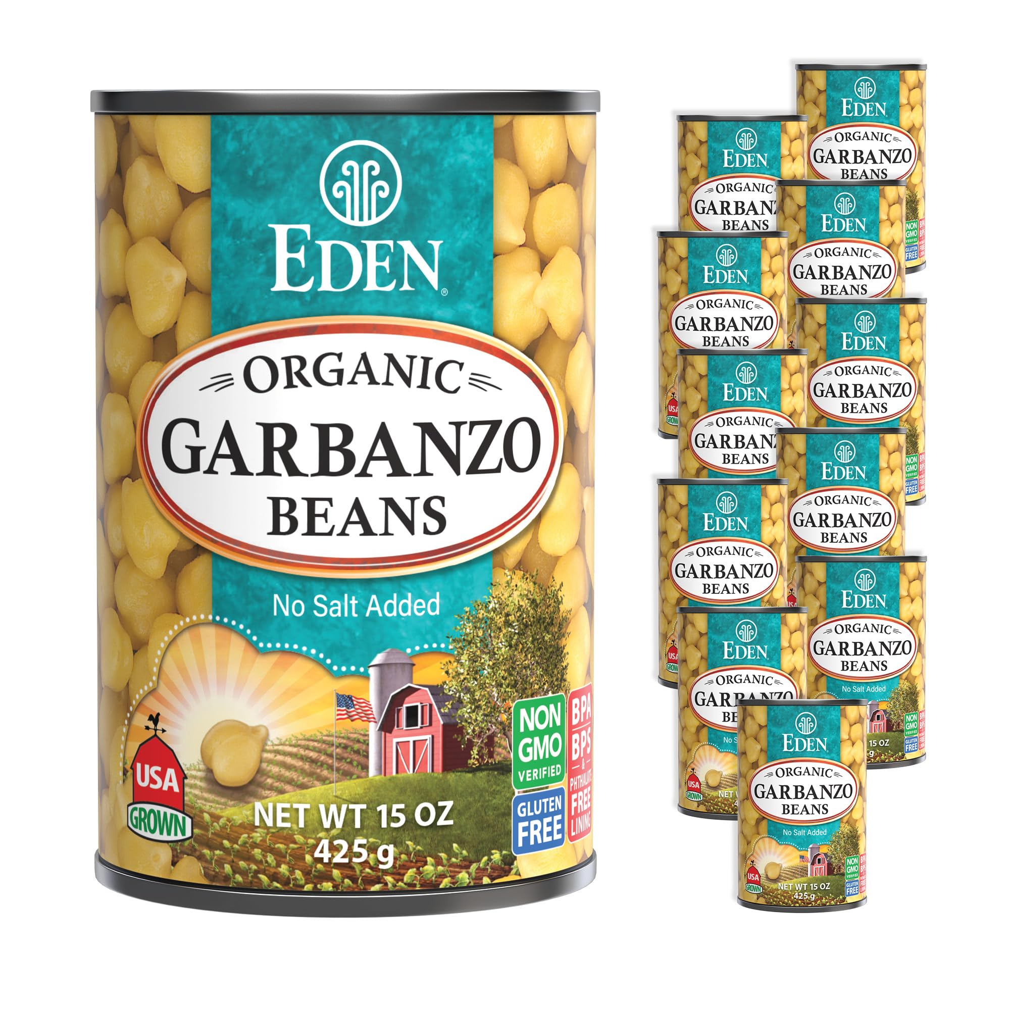 Eden Organic front can showing brand and no salt added benefit