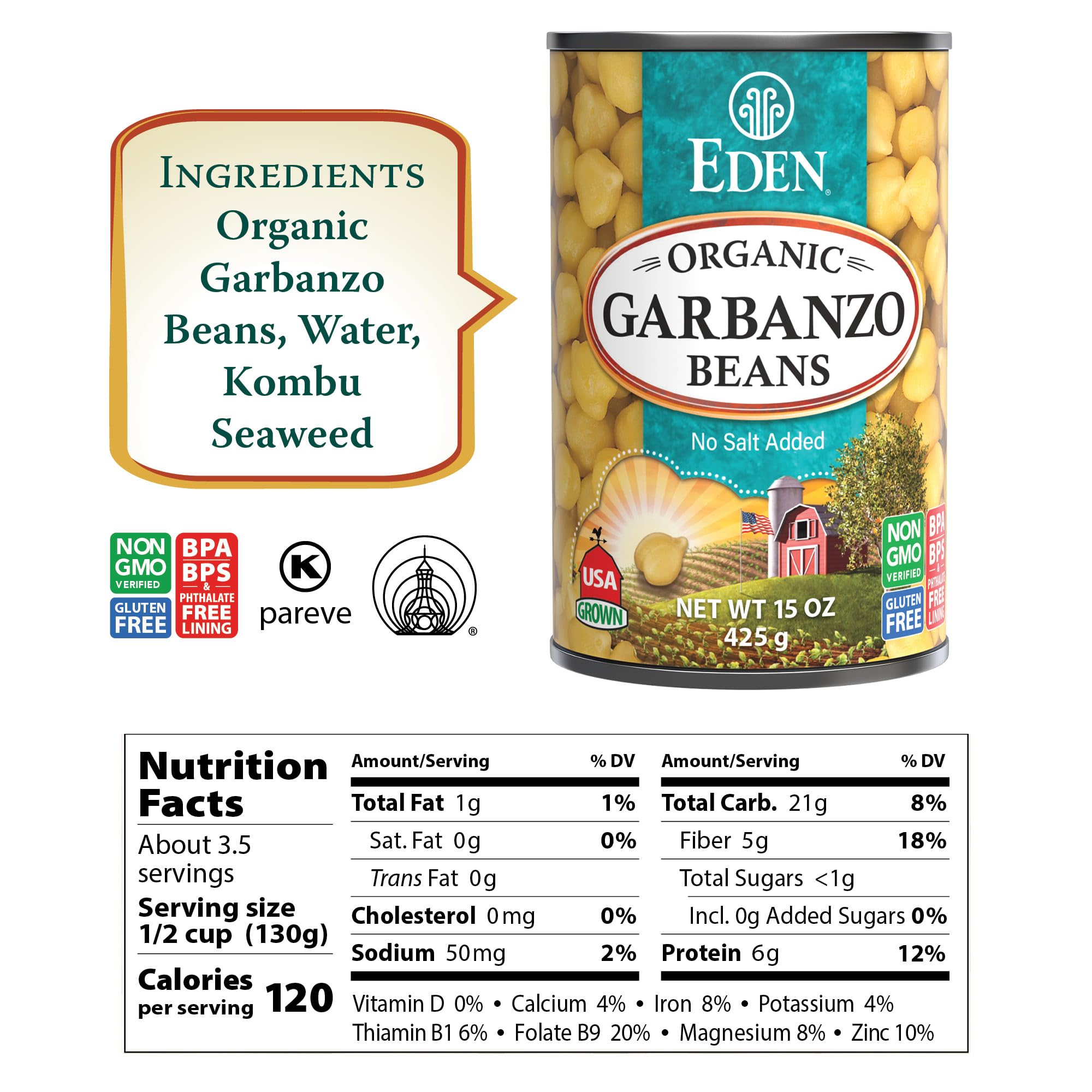 Eden Organic label close-up highlighting organic and non‑GMO claims
