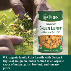Close-up of Eden Organic lentils showing tender texture and natural seasoning benefits