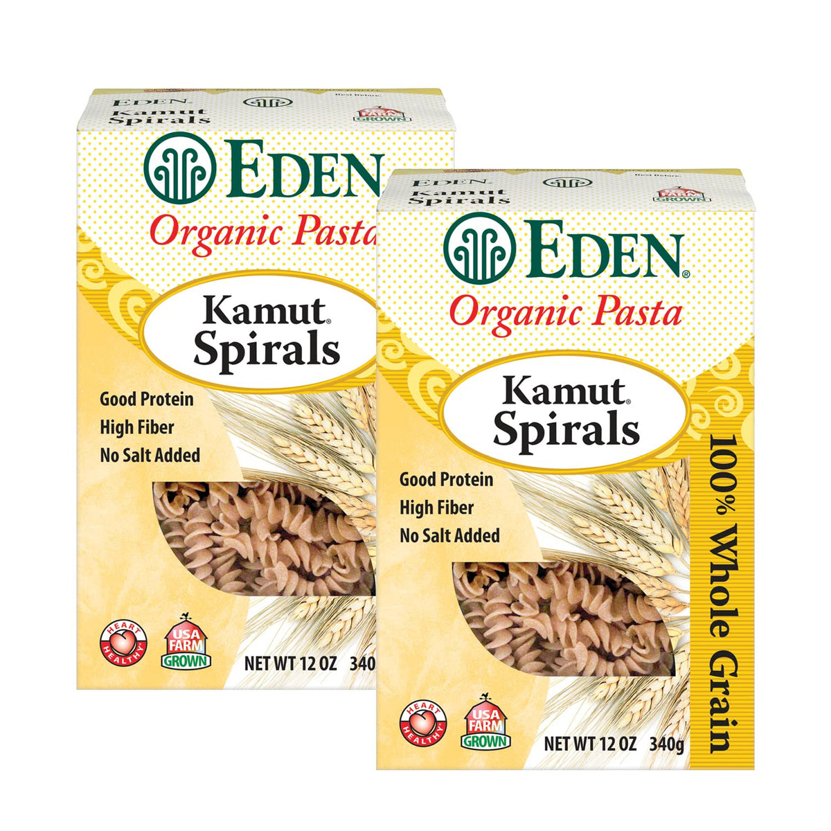 Eden Organic front packaging showing kamut fusilli and brand