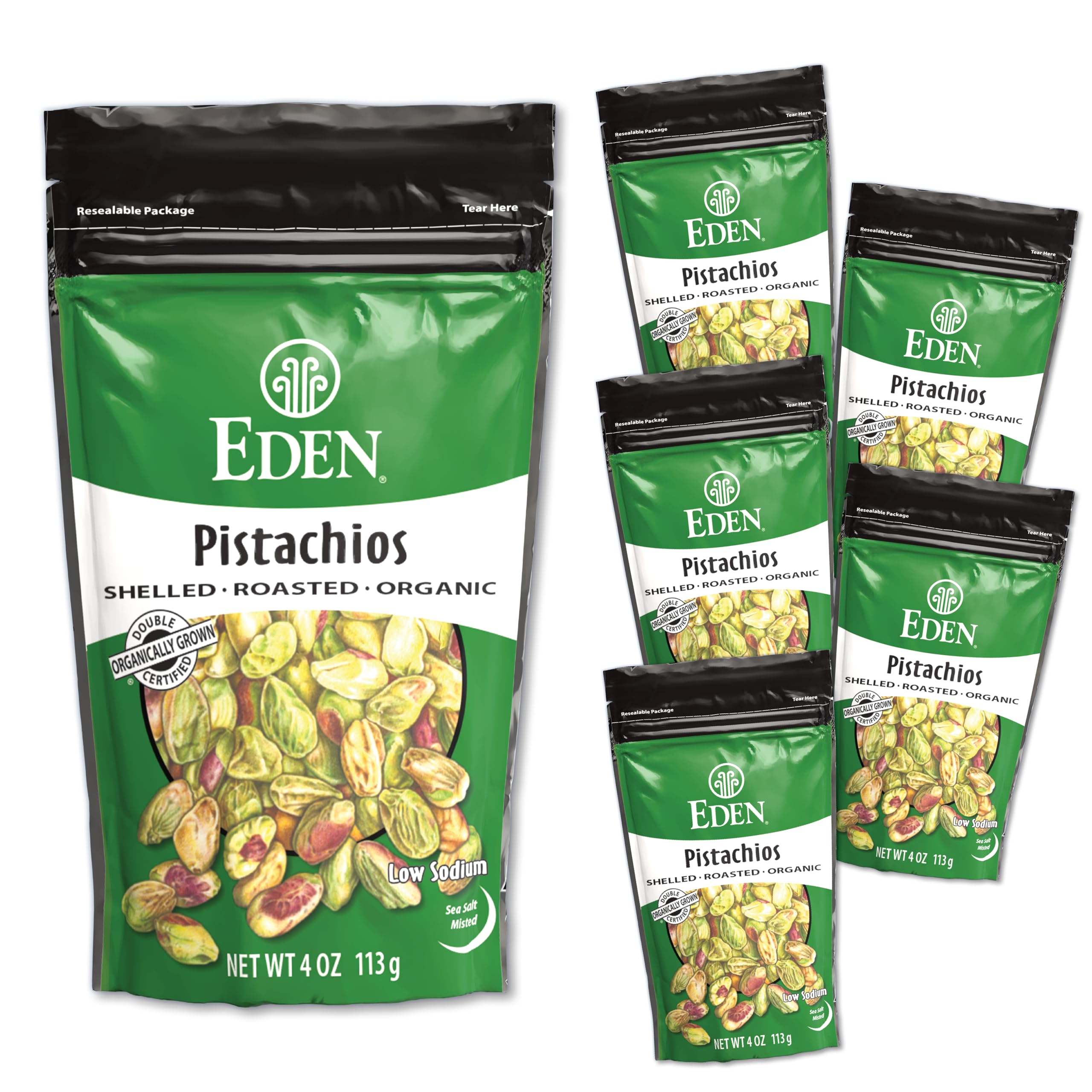 EDEN pistachios close-up texture highlighting roast and satisfying crunch