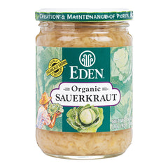 Eden Organic Sauerkraut front jar view showing label and natural organic sourcing benefit