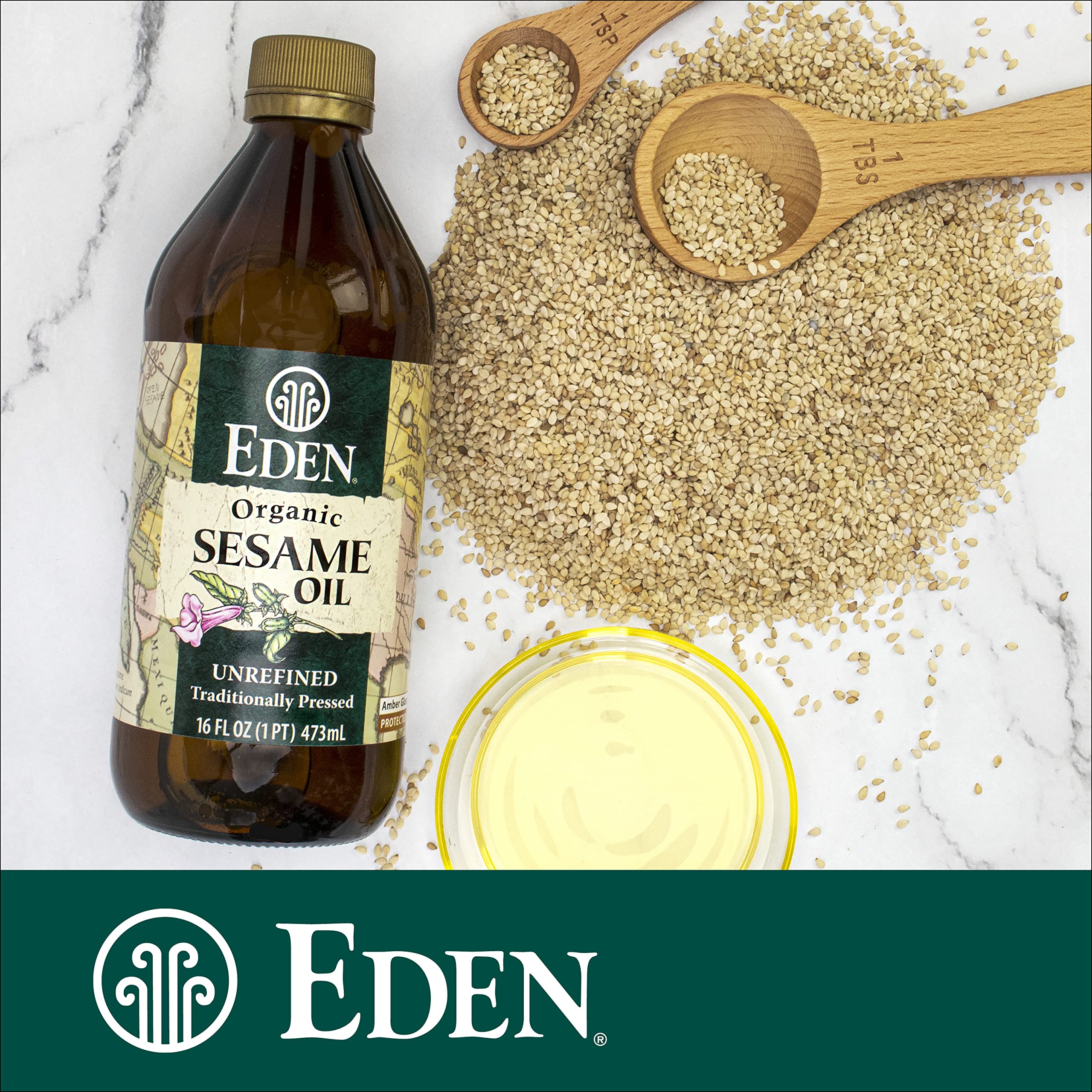 Eden Organic drizzled over salad dressing showing flavor boost and finishing use