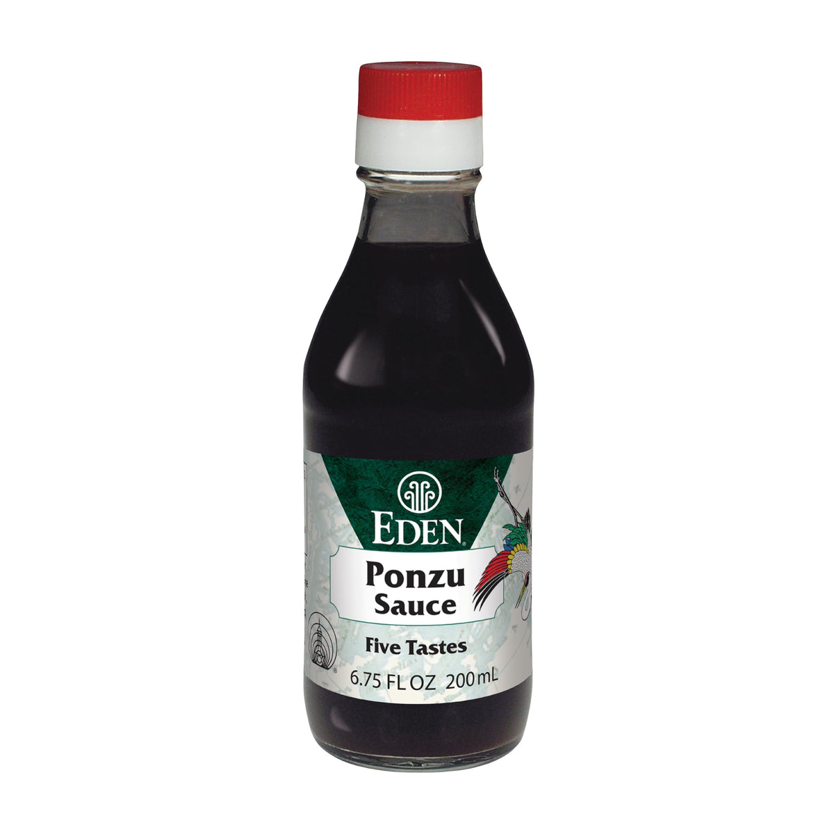 Eden ponzu front bottle showing glass packaging and premium label benefit