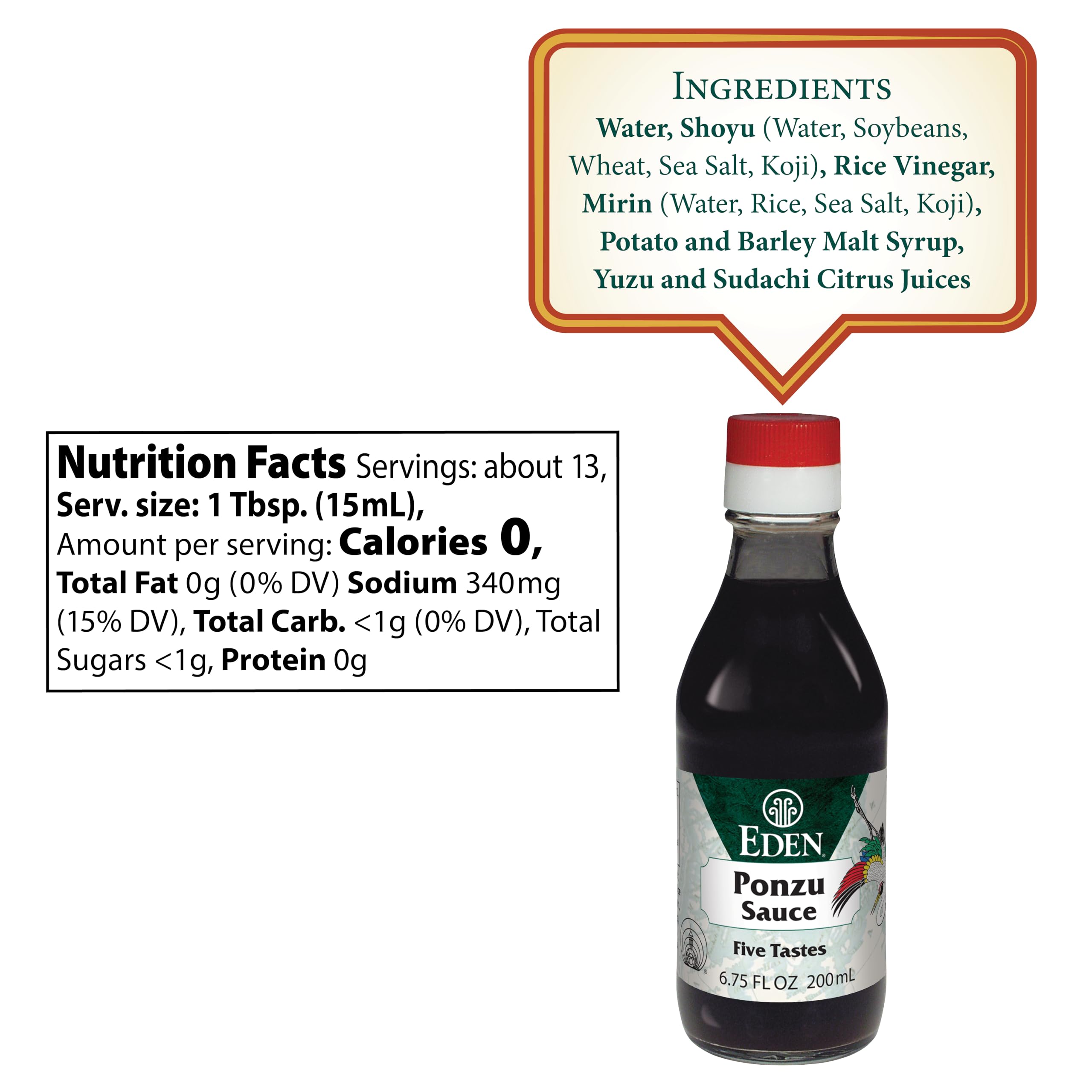 Eden ponzu label closeup highlighting ingredients and clean-label benefit