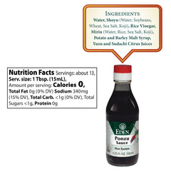 Eden ponzu label closeup highlighting ingredients and clean-label benefit