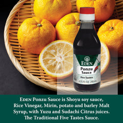 Eden ponzu poured into small dish ready for dipping benefit