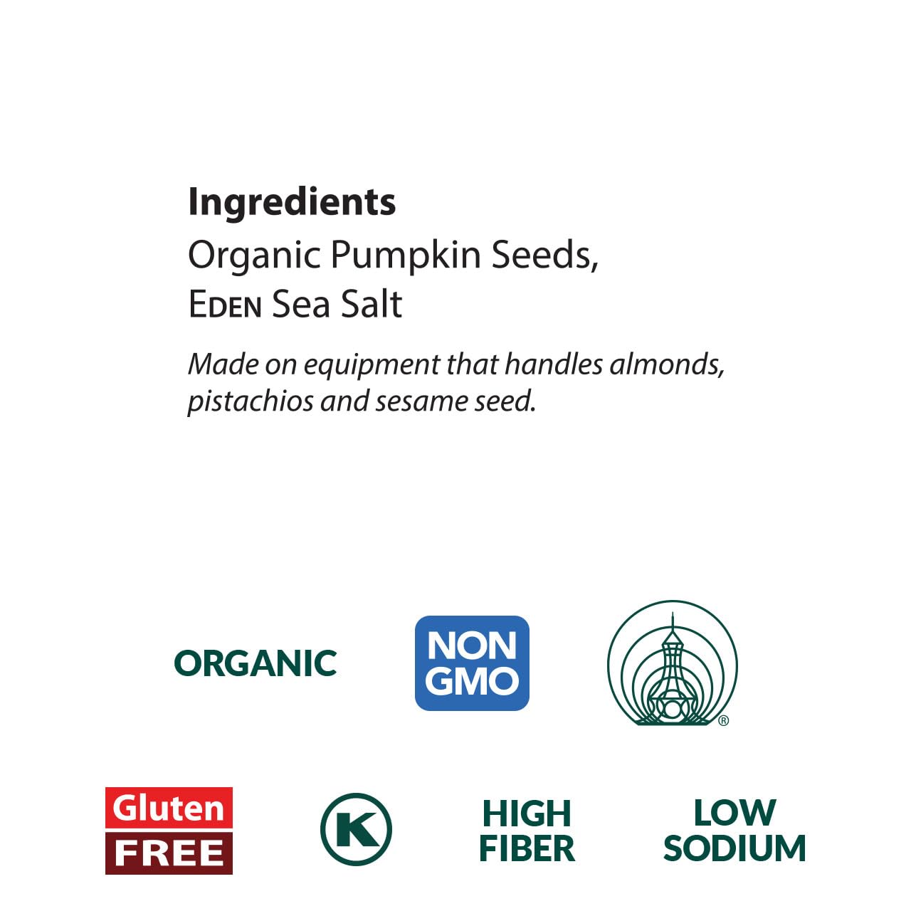 Eden product nutrition label emphasizing protein, magnesium and low sodium