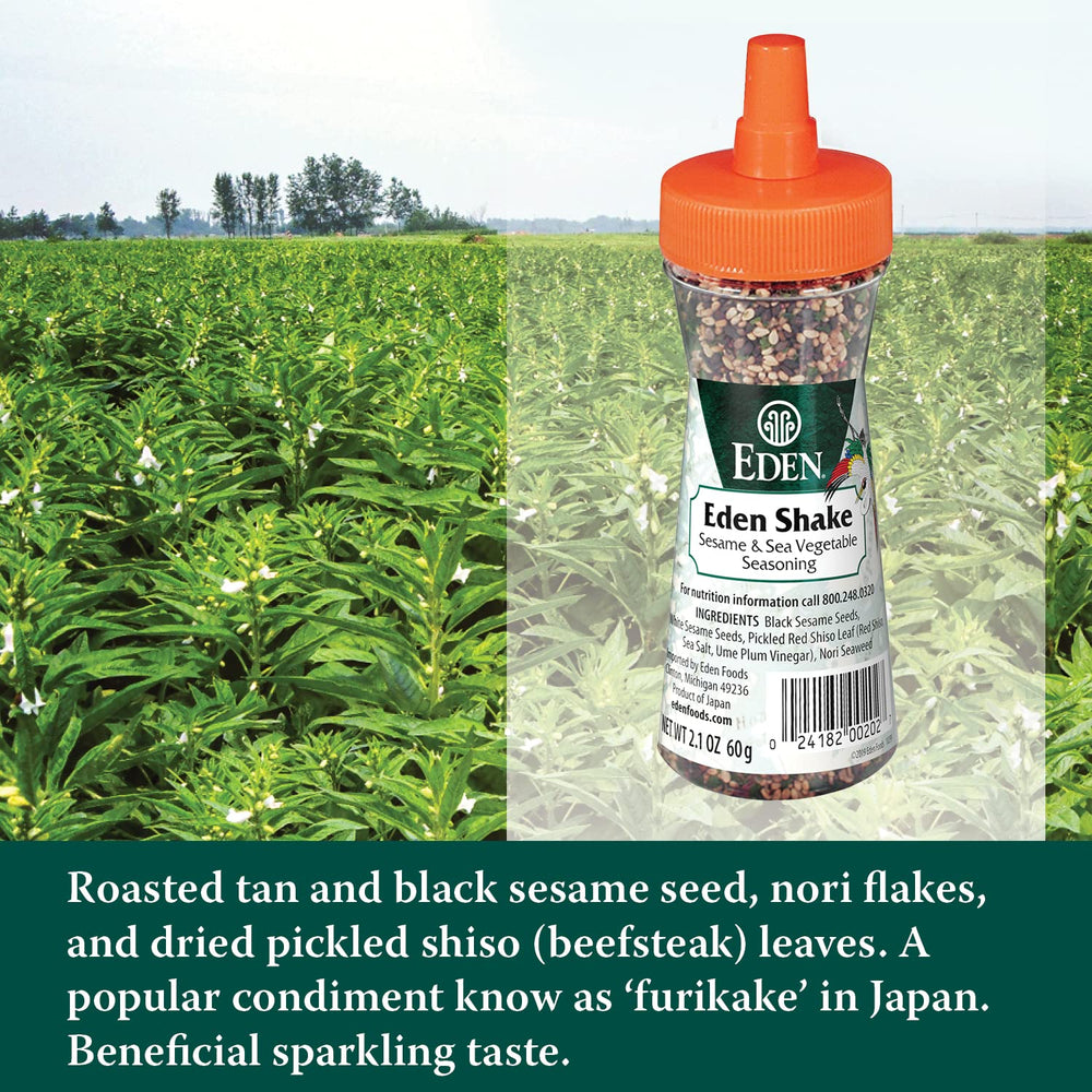 Eden Shake seaweed flakes detail, Eden brand provides umami flavor