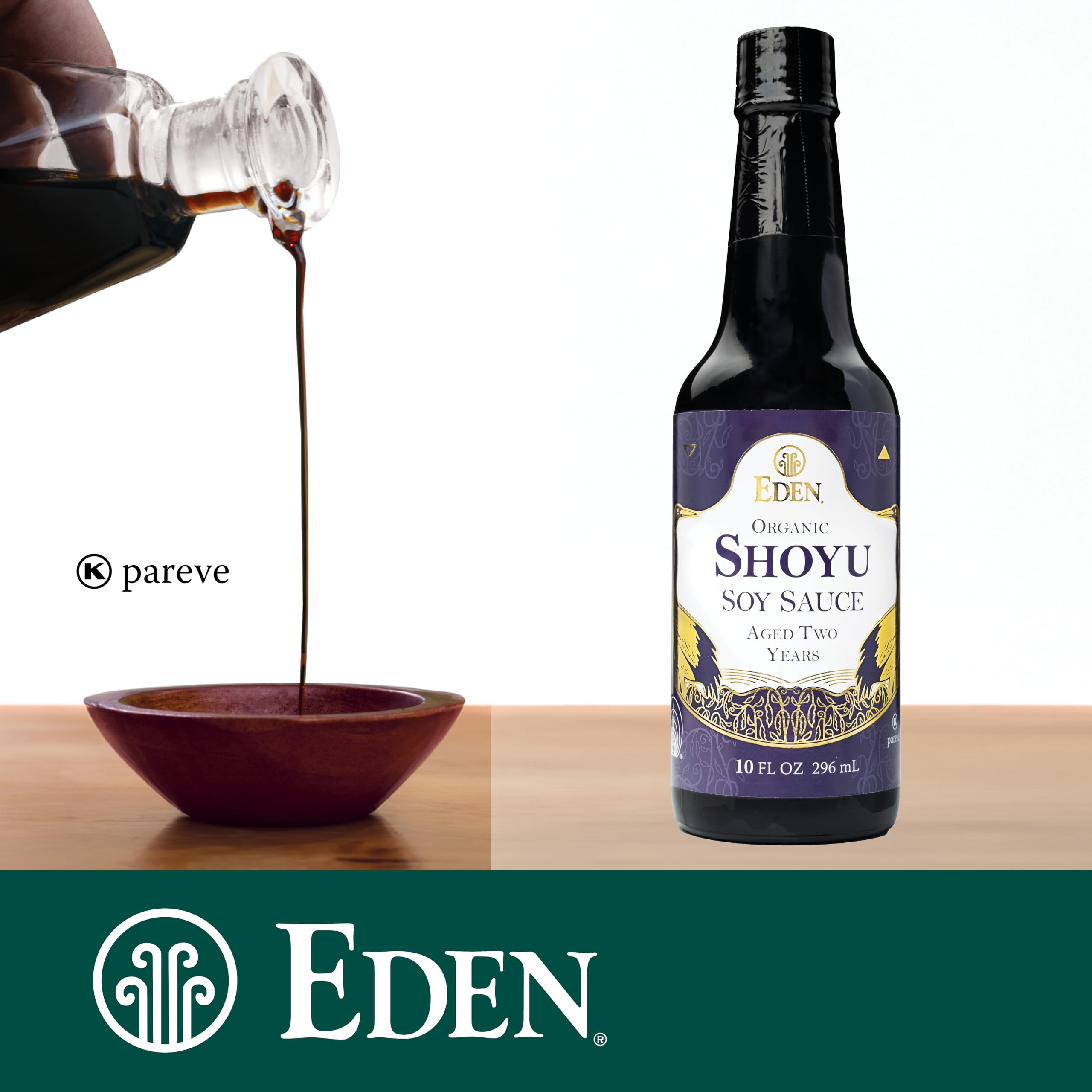 Eden Organic Shoyu label and ingredient list displaying organic sourcing and purity