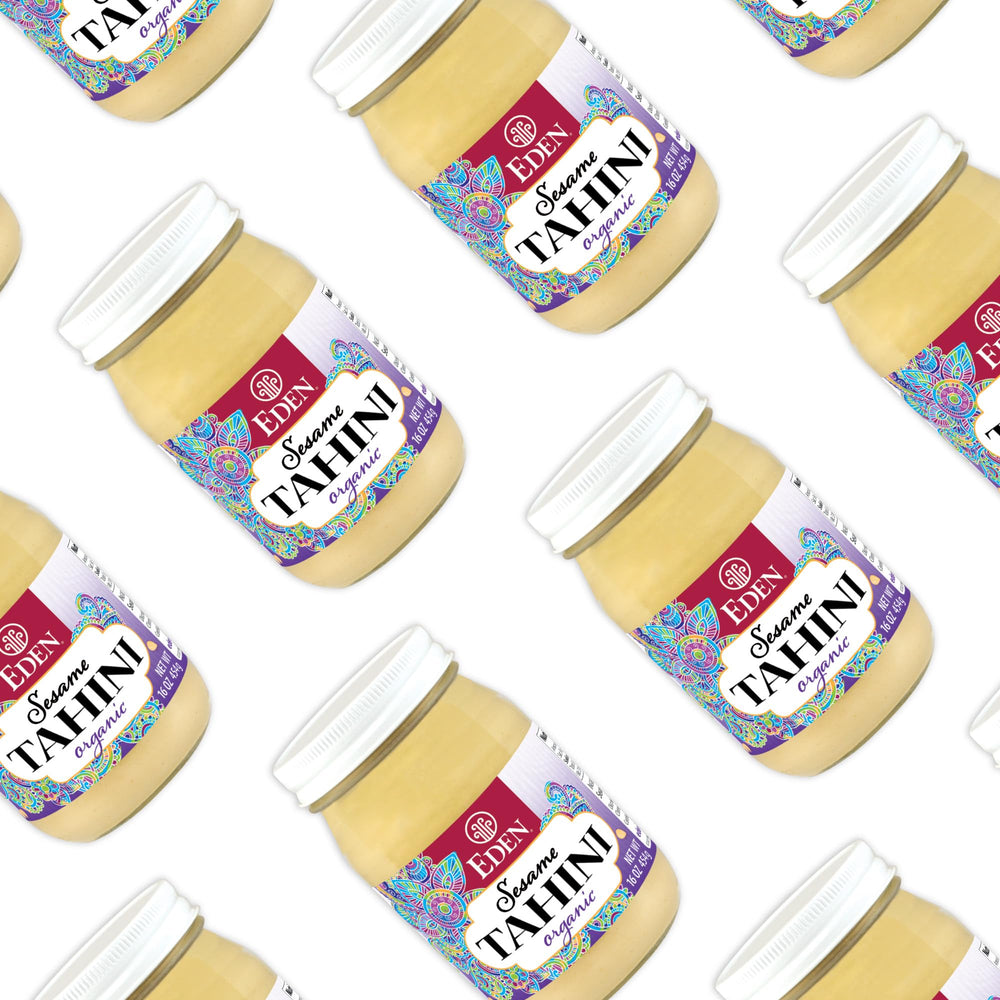 CREATION AND MAINTENANCE OF PURITY IN FOOD Eden tahini label closeup showing organic and kosher marks, trust benefit