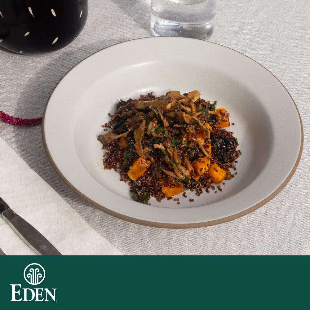 Eden umeboshi blended into dressing bowl, brightens salads and marinades
